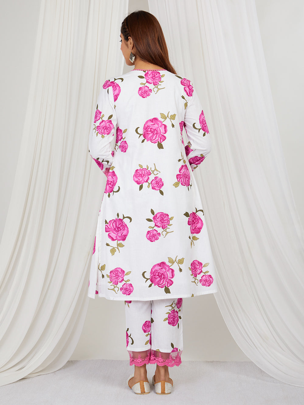 Pink Hand Block Printed Cotton Suit - Set of 3