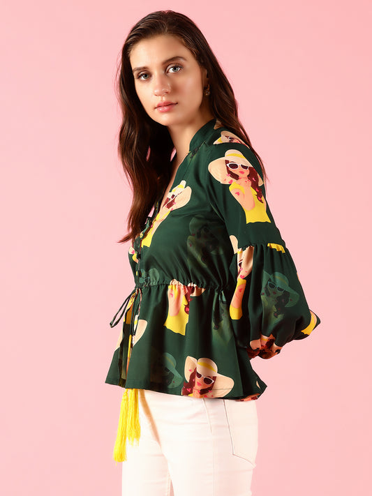 Dark Green Crape Top