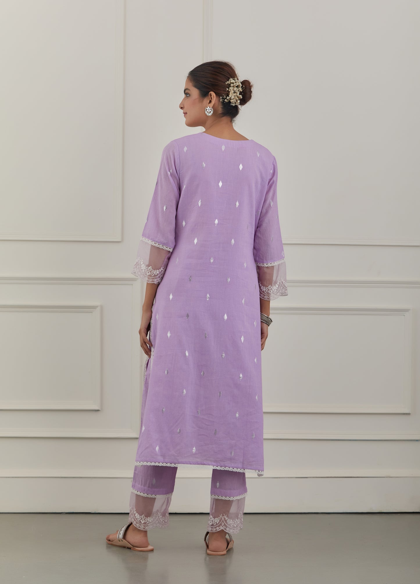 LAVENDER EMBRIODERY COTTON SUIT - Set of 3