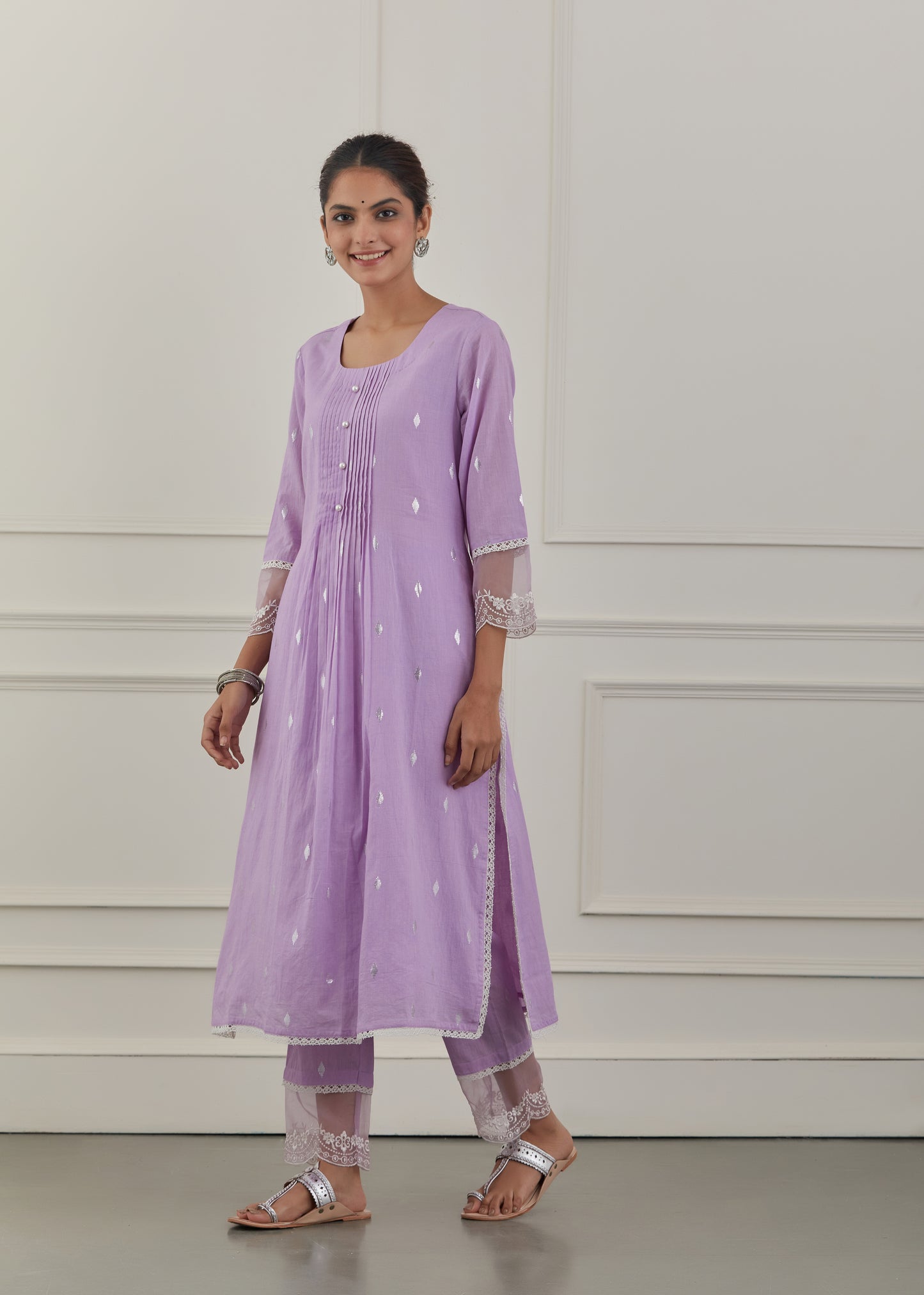 LAVENDER EMBRIODERY COTTON SUIT - Set of 3