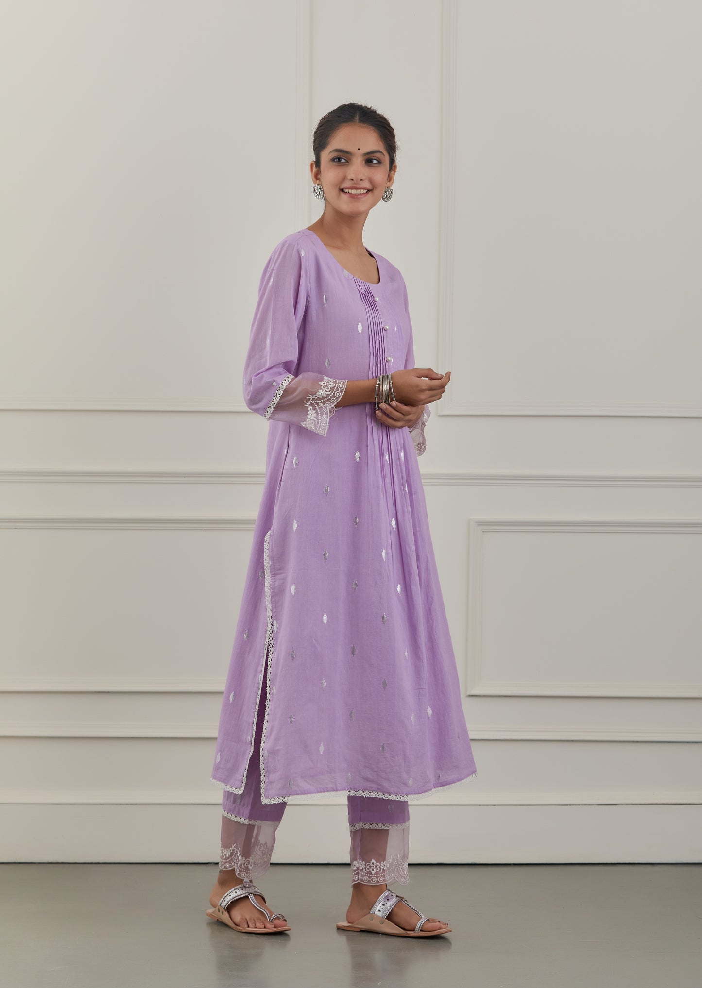 LAVENDER EMBRIODERY COTTON SUIT - Set of 3