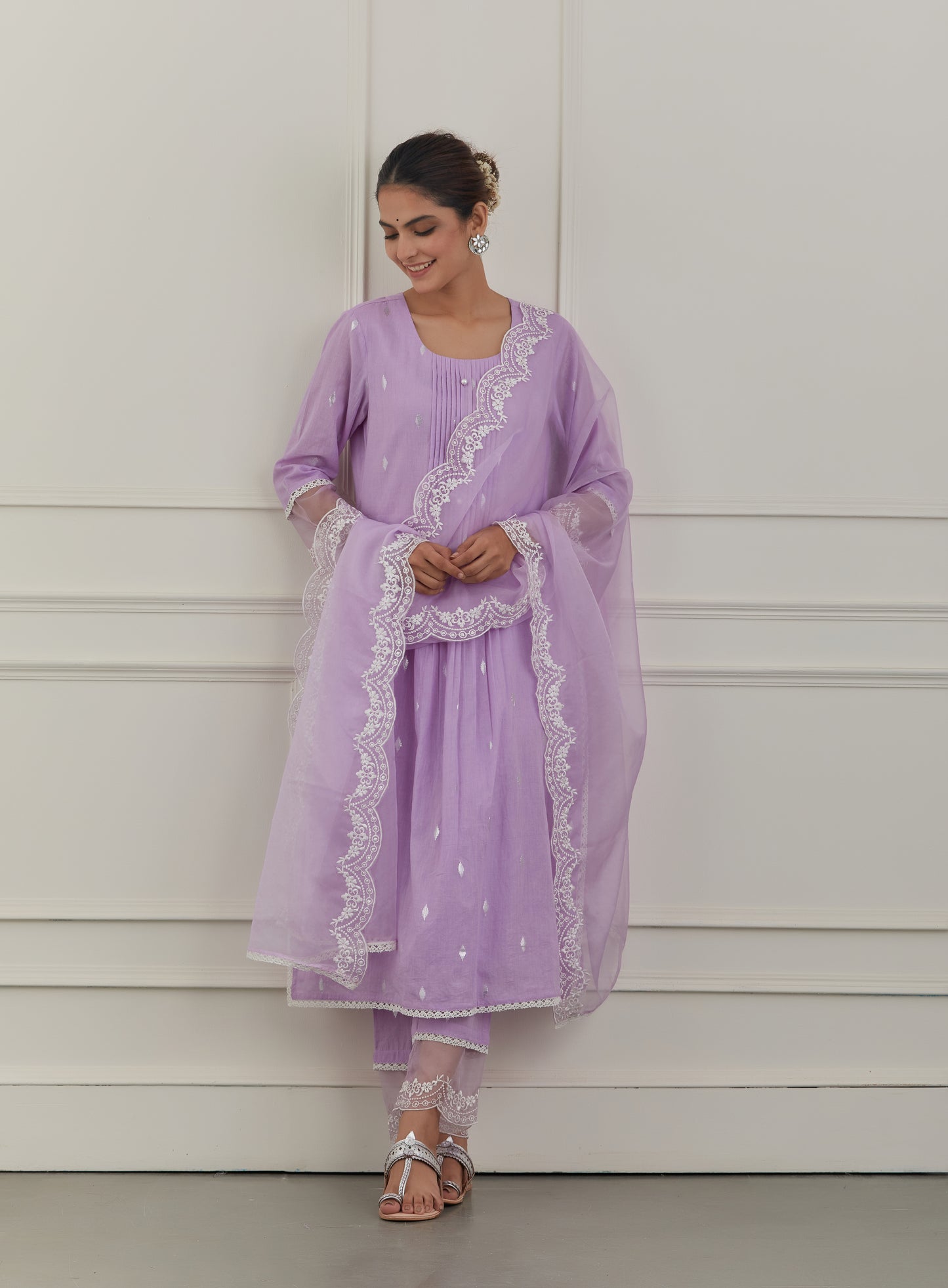 LAVENDER EMBRIODERY COTTON SUIT - Set of 3