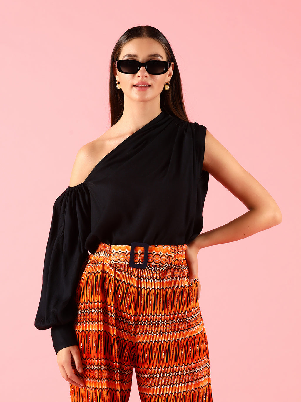 Black Solid Cotton Top