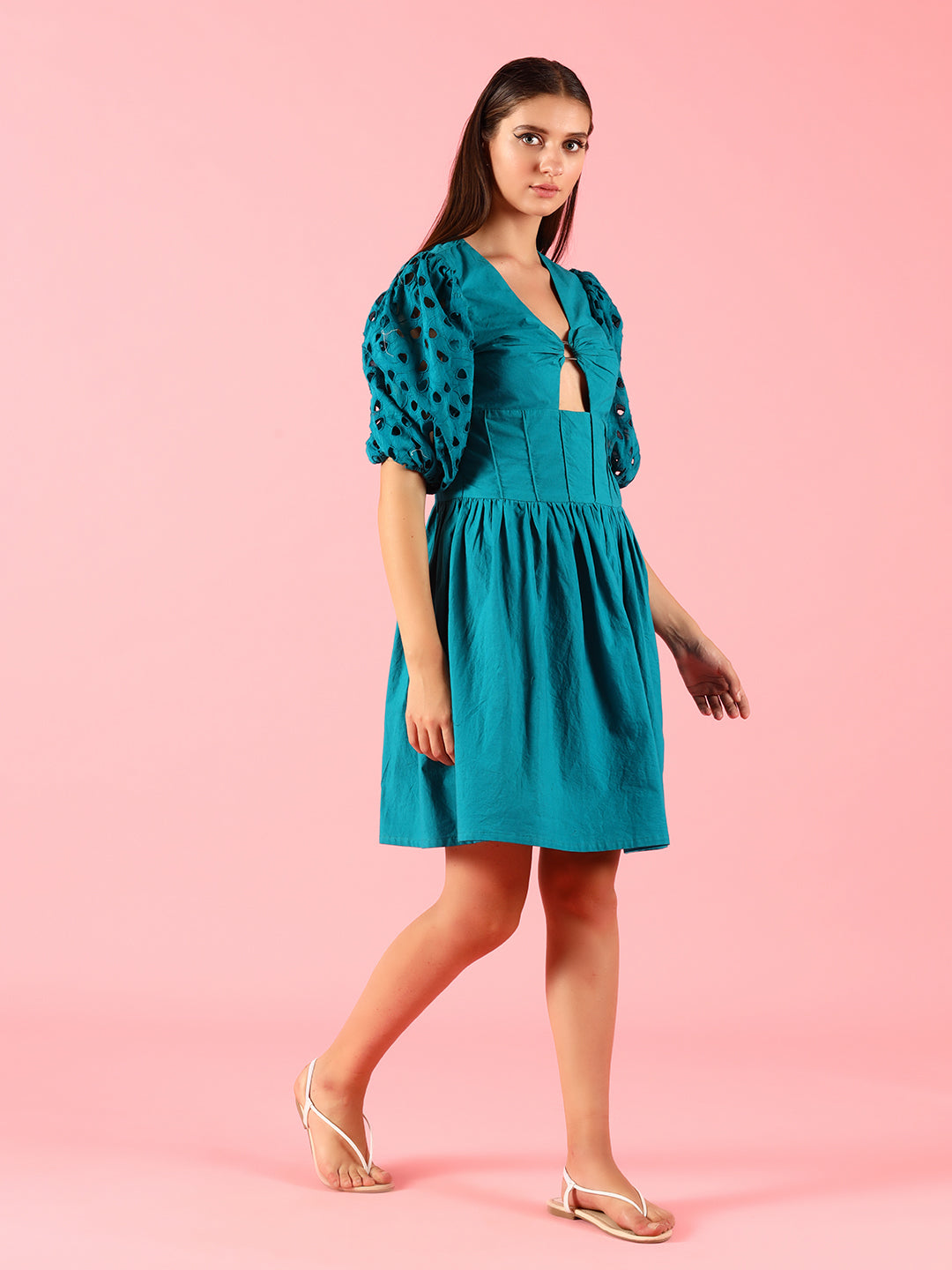 Teal Blue Cotton Dress