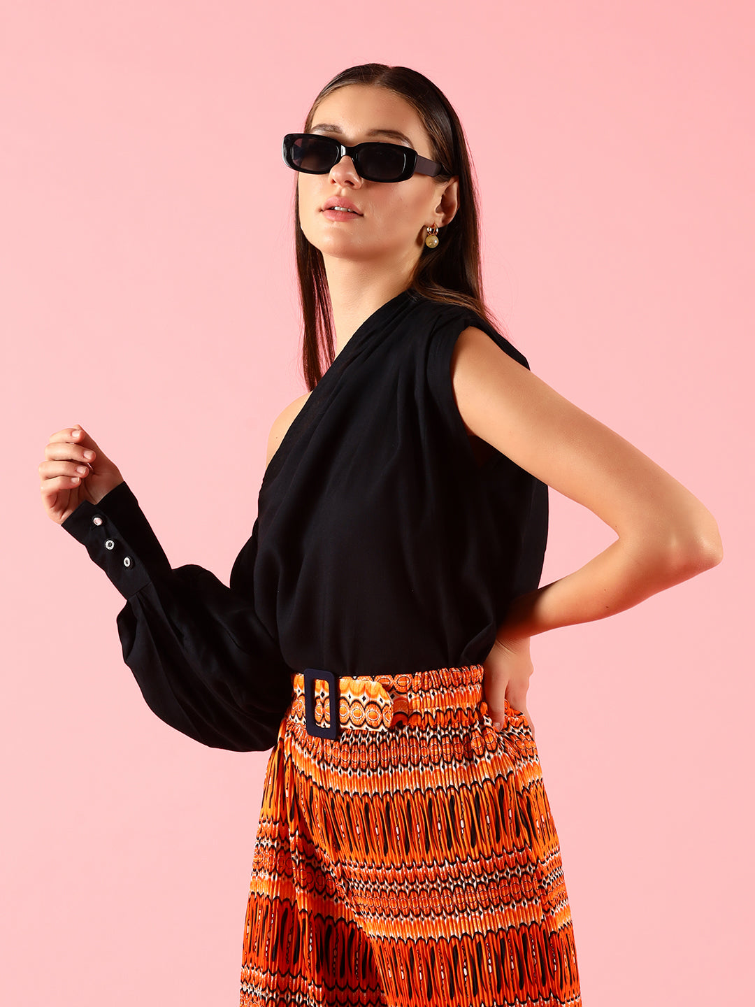 Black Solid Cotton Top