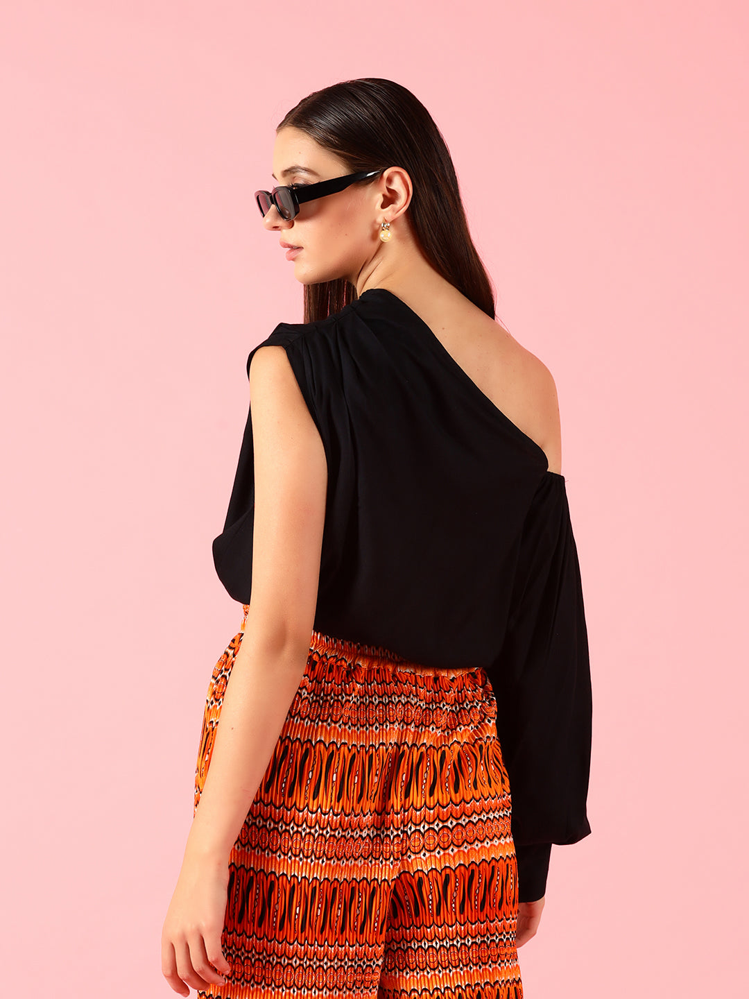 Black Solid Cotton Top