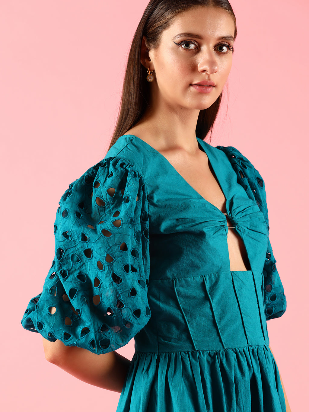 Teal Blue Cotton Dress