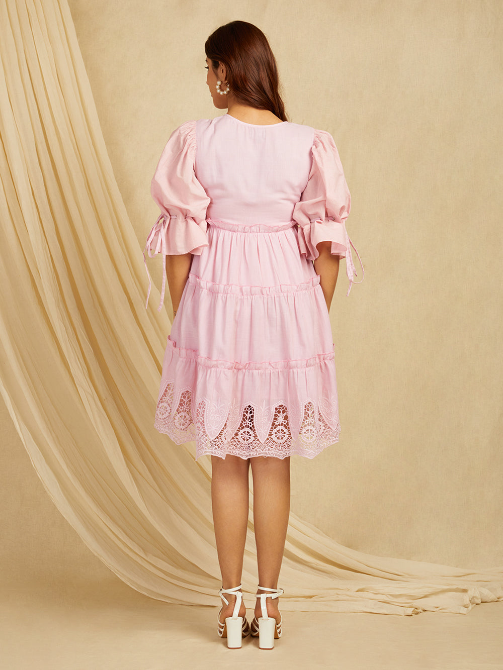 Pink Embroidered Cotton Dress