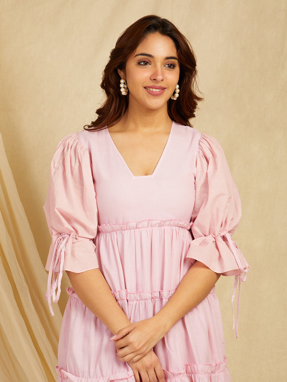 Pink Embroidered Cotton Dress