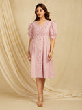 Pink Embroidered Cotton Poplin Dress
