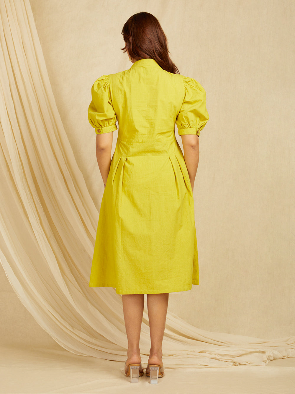 Green Embroidered Cotton Poplin Dress