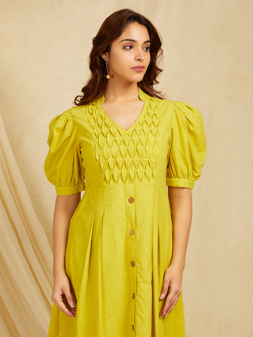 Green Embroidered Cotton Poplin Dress