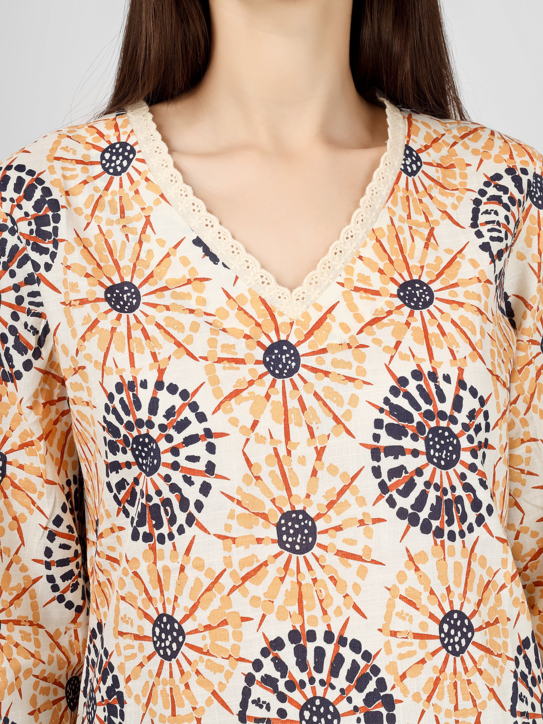 Printed Cotton Peach Co-Ord Kurta and Salwar