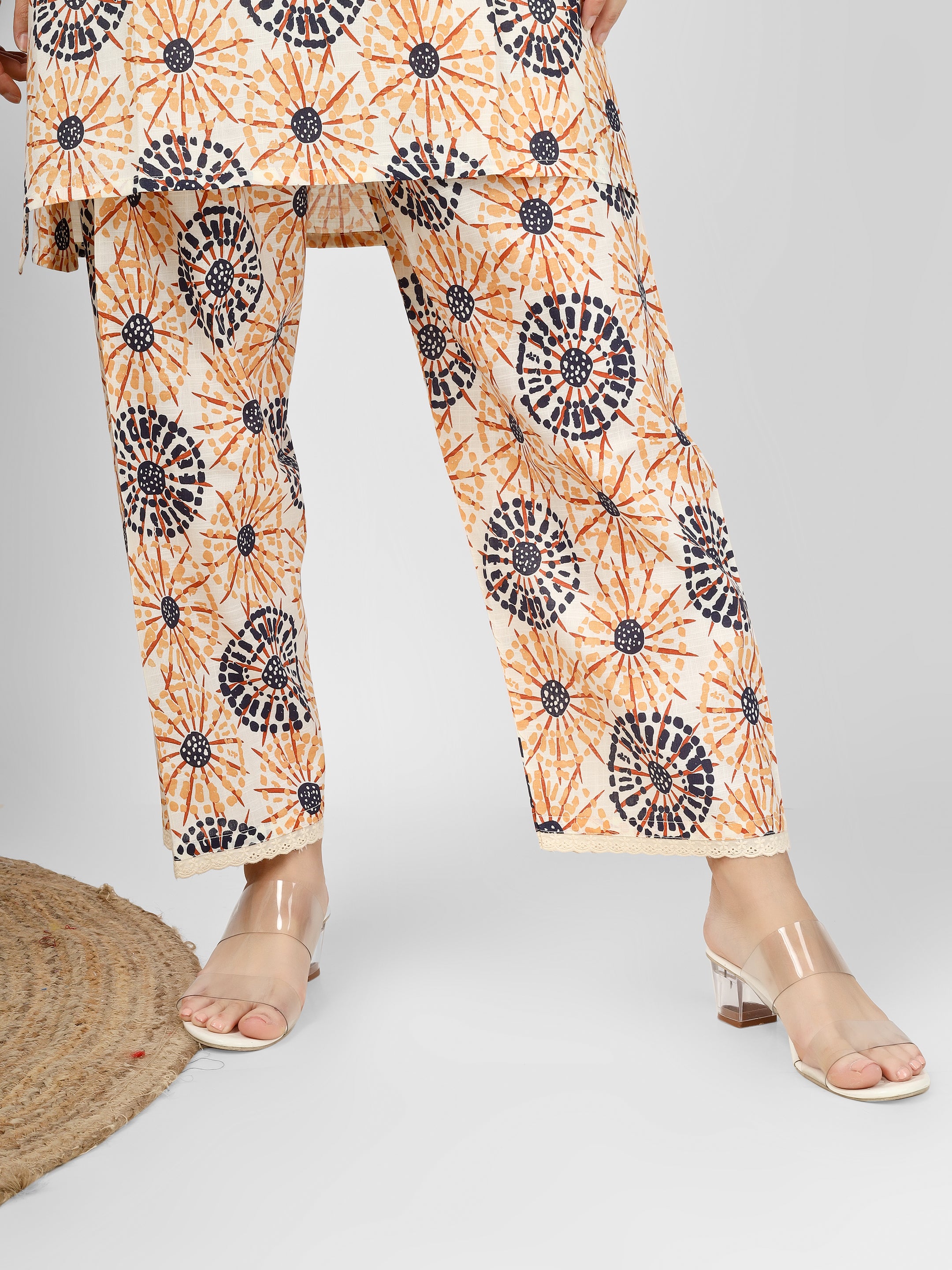 Printed Cotton Peach Co-Ord Kurta and Salwar