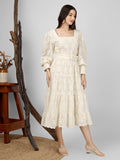 White Embroidered Cotton Schiffli Dress