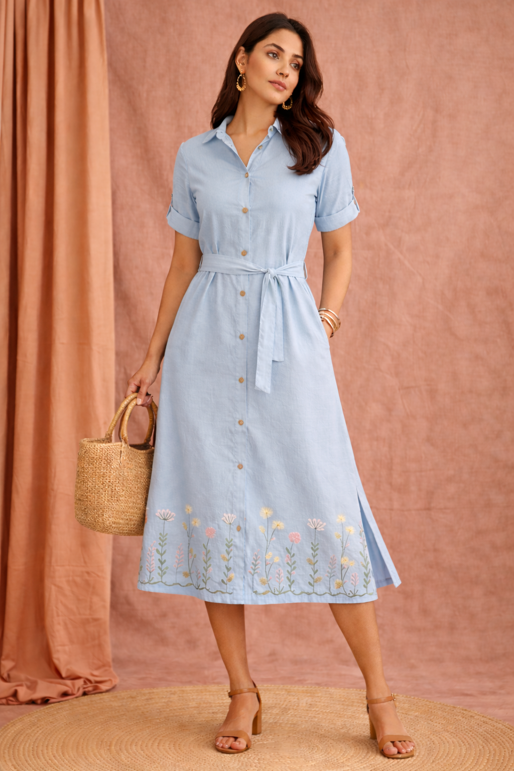 Powder Bloom Shirt Dress